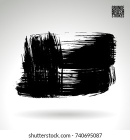 Black brush stroke and texture. Grunge vector abstract hand - painted element. Underline and border design.