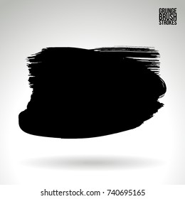 Black brush stroke and texture. Grunge vector abstract hand - painted element. Underline and border design.