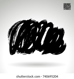 Black brush stroke and texture. Grunge vector abstract hand - painted element. Underline and border design.