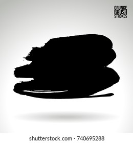 Black brush stroke and texture. Grunge vector abstract hand - painted element. Underline and border design.