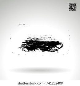 Black brush stroke and texture. Grunge vector abstract hand - painted element. Underline and border design.