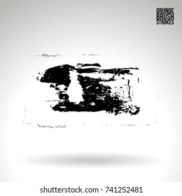 Black brush stroke and texture. Grunge vector abstract hand - painted element. Underline and border design.