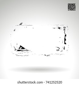 Black brush stroke and texture. Grunge vector abstract hand - painted element. Underline and border design.