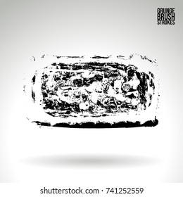 Black brush stroke and texture. Grunge vector abstract hand - painted element. Underline and border design.