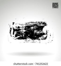 Black brush stroke and texture. Grunge vector abstract hand - painted element. Underline and border design.