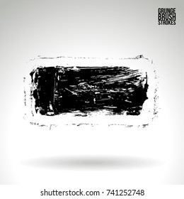 Black brush stroke and texture. Grunge vector abstract hand - painted element. Underline and border design.