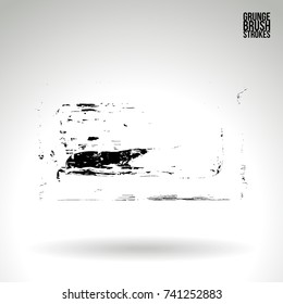 Black brush stroke and texture. Grunge vector abstract hand - painted element. Underline and border design.