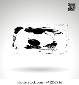 Black brush stroke and texture. Grunge vector abstract hand - painted element. Underline and border design.