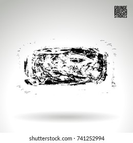 Black brush stroke and texture. Grunge vector abstract hand - painted element. Underline and border design.