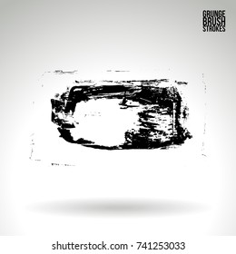 Black brush stroke and texture. Grunge vector abstract hand - painted element. Underline and border design.