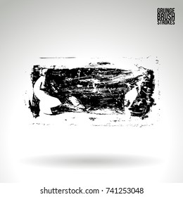 Black brush stroke and texture. Grunge vector abstract hand - painted element. Underline and border design.