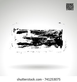 Black brush stroke and texture. Grunge vector abstract hand - painted element. Underline and border design.