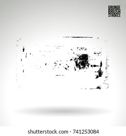 Black brush stroke and texture. Grunge vector abstract hand - painted element. Underline and border design.
