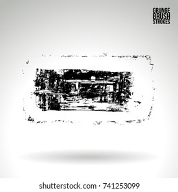 Black brush stroke and texture. Grunge vector abstract hand - painted element. Underline and border design.