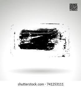 Black brush stroke and texture. Grunge vector abstract hand - painted element. Underline and border design.