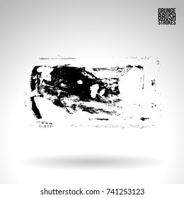 Black brush stroke and texture. Grunge vector abstract hand - painted element. Underline and border design.