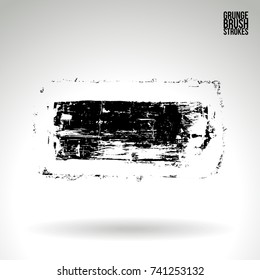 Black brush stroke and texture. Grunge vector abstract hand - painted element. Underline and border design.