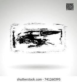 Black brush stroke and texture. Grunge vector abstract hand - painted element. Underline and border design.