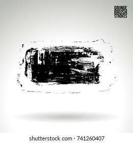 Black brush stroke and texture. Grunge vector abstract hand - painted element. Underline and border design.