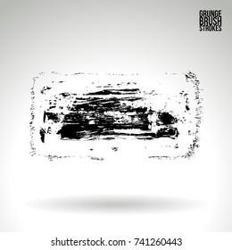 Black brush stroke and texture. Grunge vector abstract hand - painted element. Underline and border design.