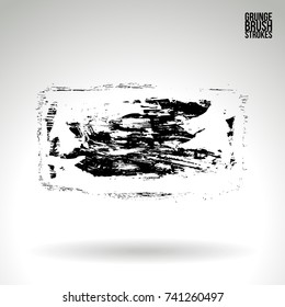Black brush stroke and texture. Grunge vector abstract hand - painted element. Underline and border design.
