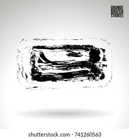 Black brush stroke and texture. Grunge vector abstract hand - painted element. Underline and border design.