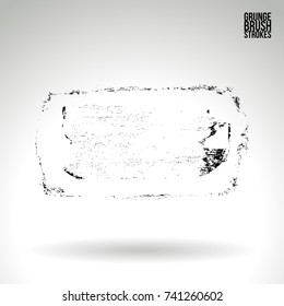 Black brush stroke and texture. Grunge vector abstract hand - painted element. Underline and border design.