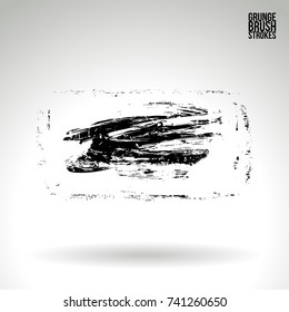 Black brush stroke and texture. Grunge vector abstract hand - painted element. Underline and border design.