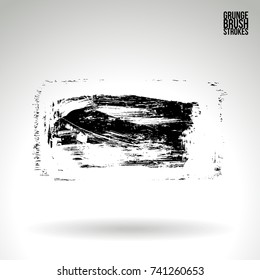 Black brush stroke and texture. Grunge vector abstract hand - painted element. Underline and border design.