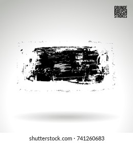 Black brush stroke and texture. Grunge vector abstract hand - painted element. Underline and border design.