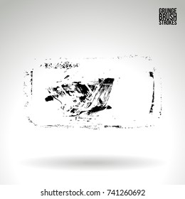 Black brush stroke and texture. Grunge vector abstract hand - painted element. Underline and border design.
