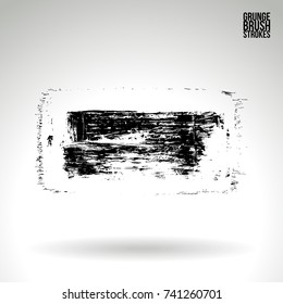 Black brush stroke and texture. Grunge vector abstract hand - painted element. Underline and border design.
