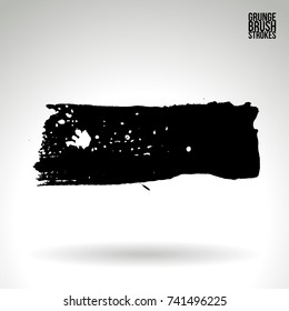 Black brush stroke and texture. Grunge vector abstract hand - painted element. Underline and border design.