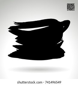 Black brush stroke and texture. Grunge vector abstract hand - painted element. Underline and border design.