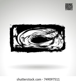 Black brush stroke and texture. Grunge vector abstract hand - painted element. Underline and border design.