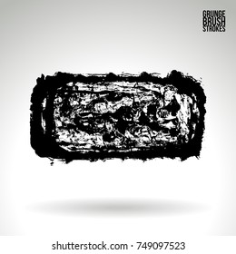 Black brush stroke and texture. Grunge vector abstract hand - painted element. Underline and border design.