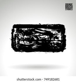 Black brush stroke and texture. Grunge vector abstract hand - painted element. Underline and border design.