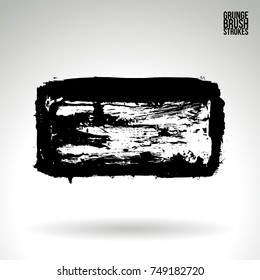 Black brush stroke and texture. Grunge vector abstract hand - painted element. Underline and border design.