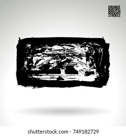 Black brush stroke and texture. Grunge vector abstract hand - painted element. Underline and border design.