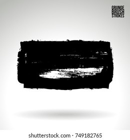 Black brush stroke and texture. Grunge vector abstract hand - painted element. Underline and border design.