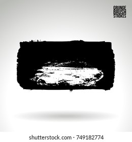 Black brush stroke and texture. Grunge vector abstract hand - painted element. Underline and border design.