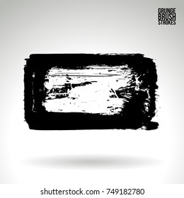 Black brush stroke and texture. Grunge vector abstract hand - painted element. Underline and border design.
