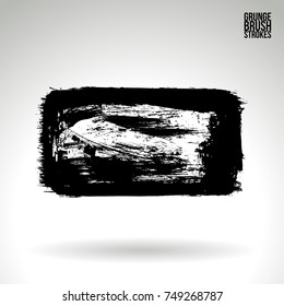 Black brush stroke and texture. Grunge vector abstract hand - painted element. Underline and border design.