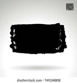 Black brush stroke and texture. Grunge vector abstract hand - painted element. Underline and border design.