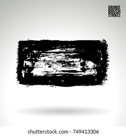Black brush stroke and texture. Grunge vector abstract hand - painted element. Underline and border design.