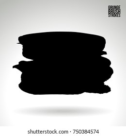 Black brush stroke and texture. Grunge vector abstract hand - painted element. Underline and border design.