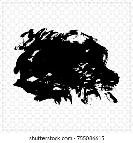 Black brush stroke and texture. Grunge vector abstract hand - painted element. Underline and border design.