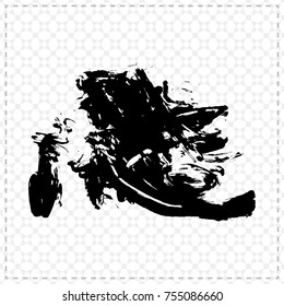 Black brush stroke and texture. Grunge vector abstract hand - painted element. Underline and border design.