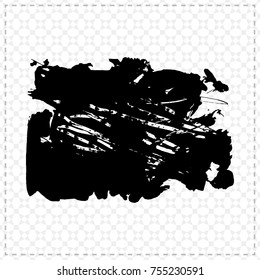 Black brush stroke and texture. Grunge vector abstract hand - painted element. Underline and border design.