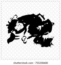 Black brush stroke and texture. Grunge vector abstract hand - painted element. Underline and border design.